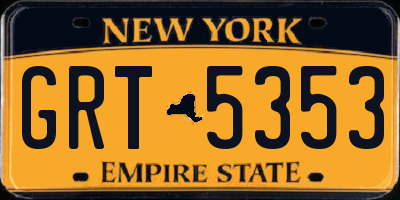 NY license plate GRT5353