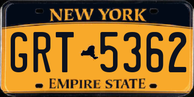 NY license plate GRT5362