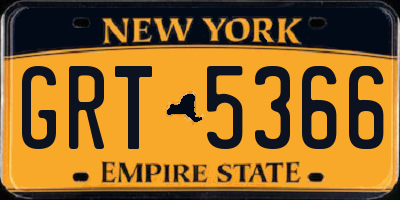 NY license plate GRT5366