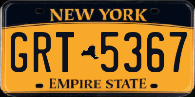 NY license plate GRT5367