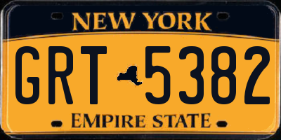 NY license plate GRT5382