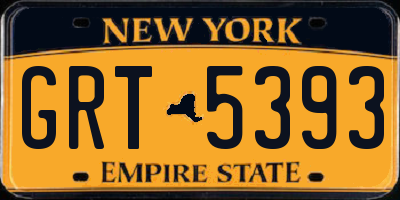 NY license plate GRT5393