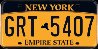 NY license plate GRT5407