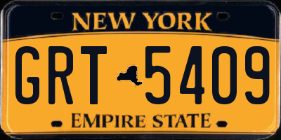 NY license plate GRT5409