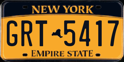 NY license plate GRT5417