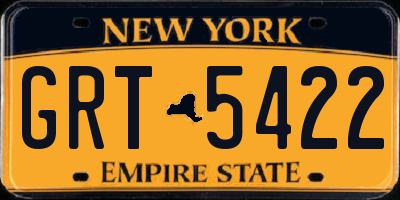 NY license plate GRT5422