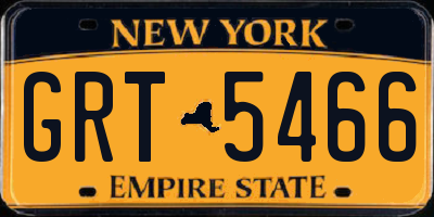 NY license plate GRT5466