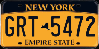 NY license plate GRT5472