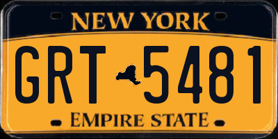 NY license plate GRT5481