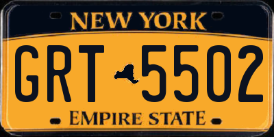 NY license plate GRT5502