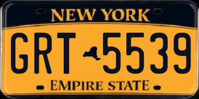 NY license plate GRT5539