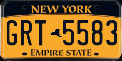 NY license plate GRT5583