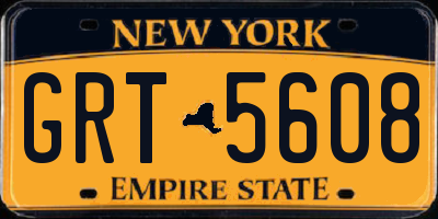 NY license plate GRT5608