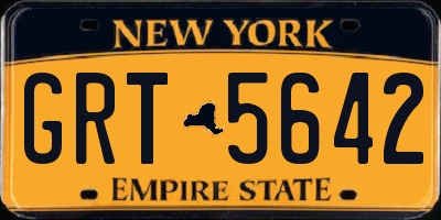 NY license plate GRT5642