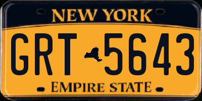 NY license plate GRT5643