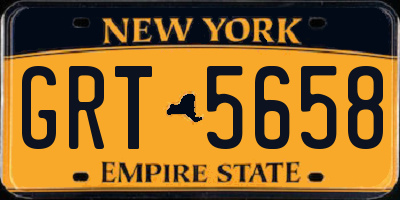NY license plate GRT5658