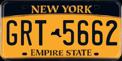 NY license plate GRT5662
