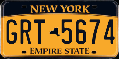 NY license plate GRT5674