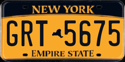 NY license plate GRT5675