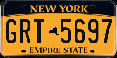 NY license plate GRT5697