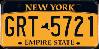 NY license plate GRT5721