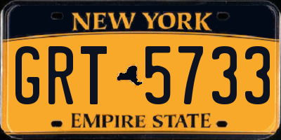 NY license plate GRT5733