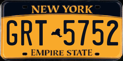 NY license plate GRT5752