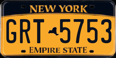 NY license plate GRT5753