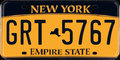 NY license plate GRT5767
