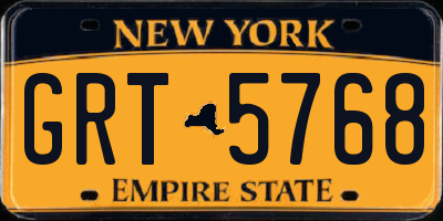 NY license plate GRT5768