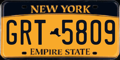 NY license plate GRT5809