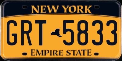 NY license plate GRT5833