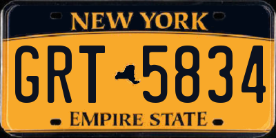 NY license plate GRT5834