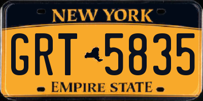 NY license plate GRT5835
