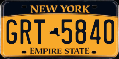 NY license plate GRT5840