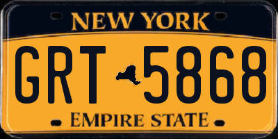 NY license plate GRT5868