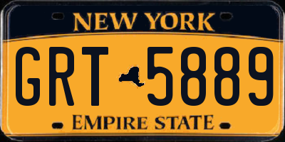 NY license plate GRT5889