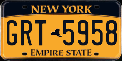 NY license plate GRT5958