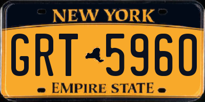 NY license plate GRT5960