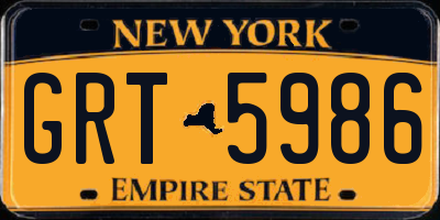 NY license plate GRT5986