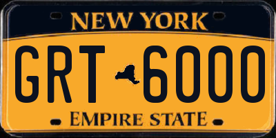NY license plate GRT6000