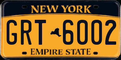 NY license plate GRT6002
