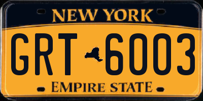 NY license plate GRT6003