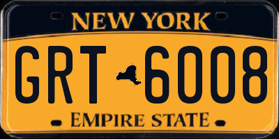 NY license plate GRT6008
