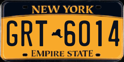 NY license plate GRT6014