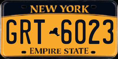 NY license plate GRT6023