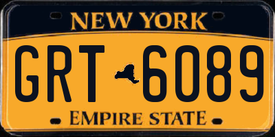 NY license plate GRT6089
