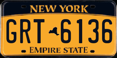 NY license plate GRT6136