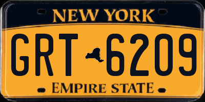 NY license plate GRT6209