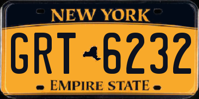 NY license plate GRT6232